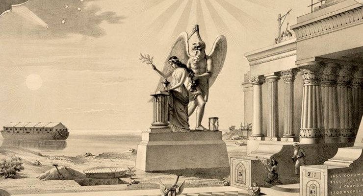 statue, virgin, time, broken column, freemasonry